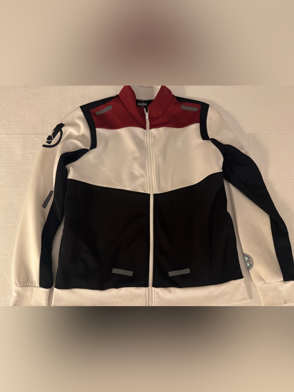 Avengers Marvel Track Jacket Men’s M Colorblock Black/White/Red Full-Zip Pockets
